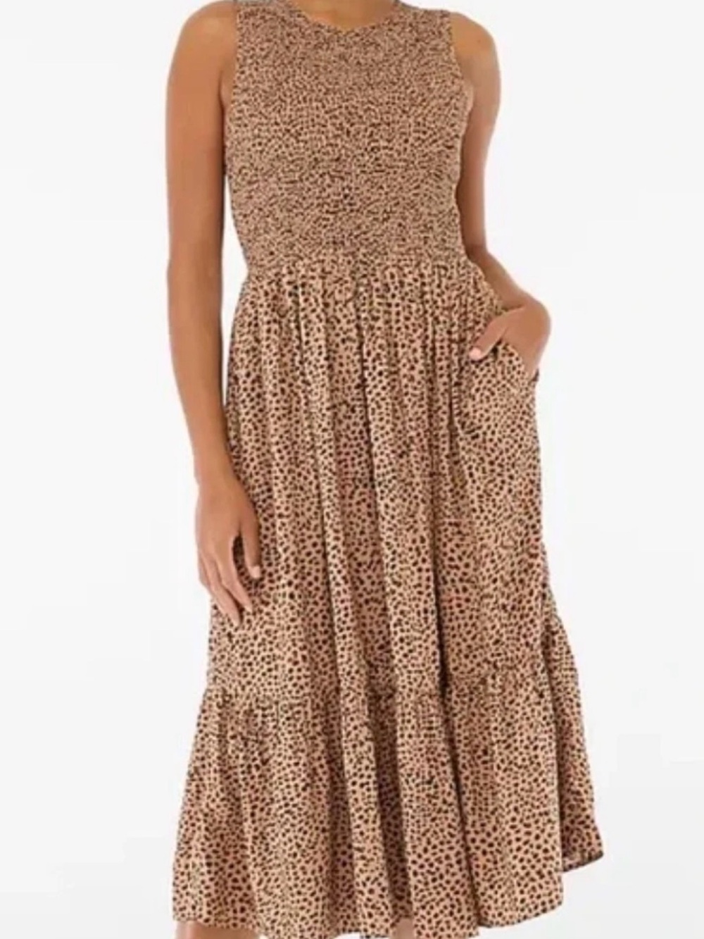 J. Crew Factory Beige Leopard Print Midi Dress